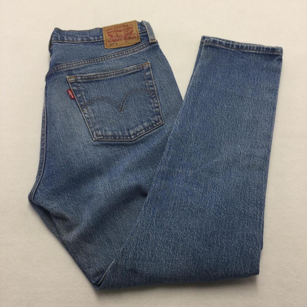 Levis 501 S Skinny Jeans Mens 29x28 Blue Slim Fit Denim Button Fly Distressed